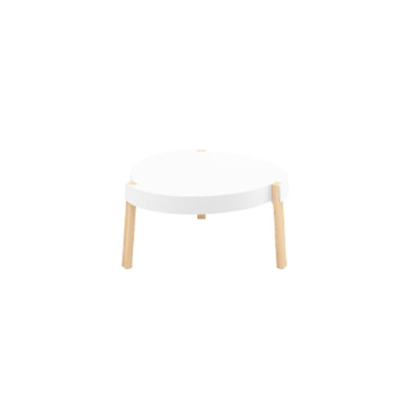 Contemporary White Round Table, Durable PP Tabletop &amp; Solid Beech Wood Legs End Table - Nordic Small Table Two Sizes Optional, Can Be Combined &amp; Matched For Layered Home Decor