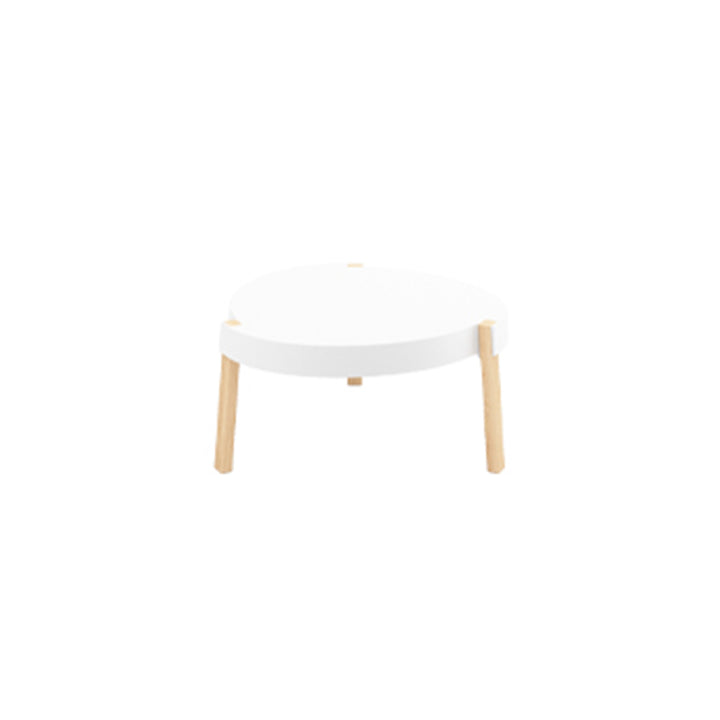 Contemporary White Round Table, Durable PP Tabletop &amp; Solid Beech Wood Legs End Table - Nordic Small Table Two Sizes Optional, Can Be Combined &amp; Matched For Layered Home Decor