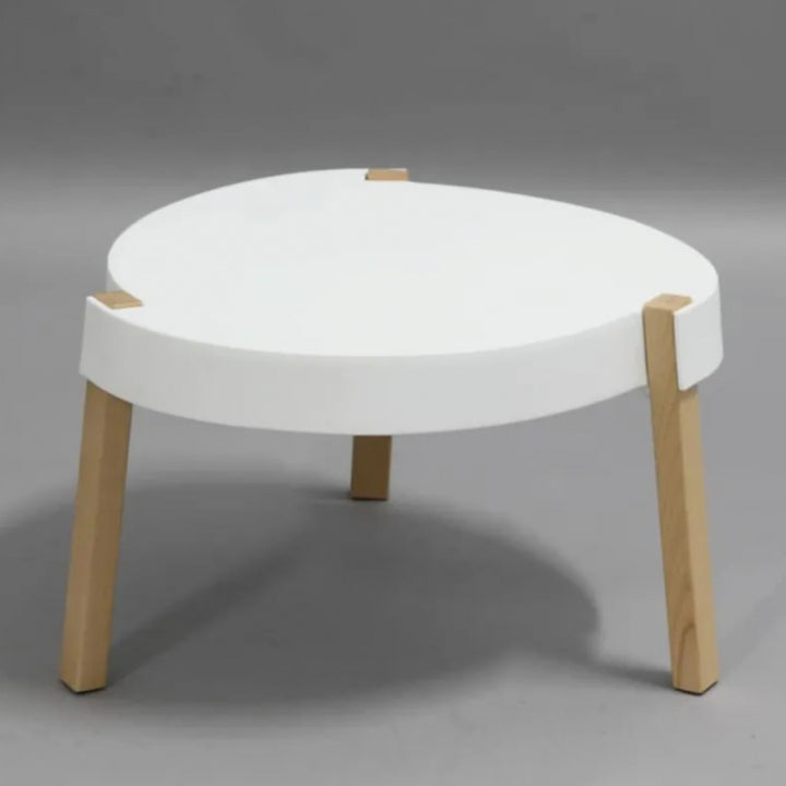 Contemporary White Round Table, Durable PP Tabletop &amp; Solid Beech Wood Legs End Table - Nordic Small Table Two Sizes Optional, Can Be Combined &amp; Matched For Layered Home Decor