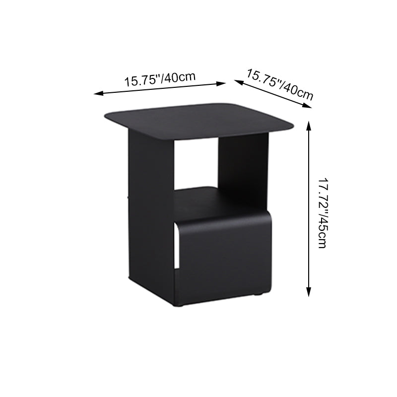Modern Black Cold-Rolled Steel Geometric Hollow Design End Table - Minimalist Sturdy &amp; Space Saving Multi-functional Accent Table &amp; Rounded Edge Anti-collision Small Corner Table For Living Room