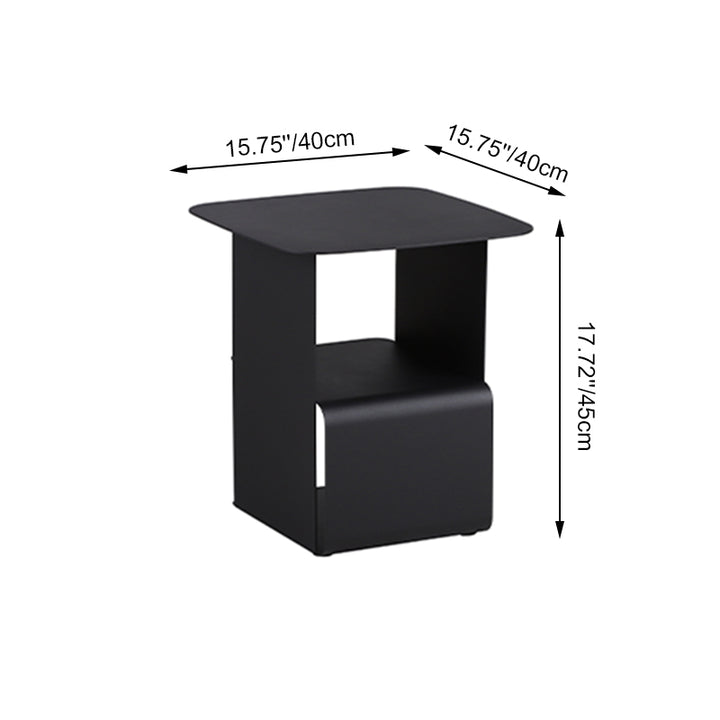 Modern Black Cold-Rolled Steel Geometric Hollow Design End Table - Minimalist Sturdy &amp; Space Saving Multi-functional Accent Table &amp; Rounded Edge Anti-collision Small Corner Table For Living Room