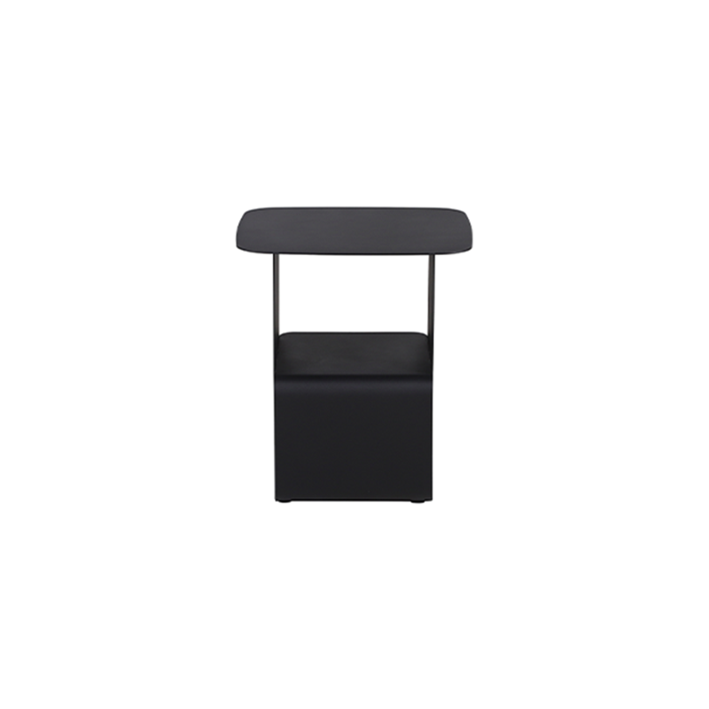 Modern Black Cold-Rolled Steel Geometric Hollow Design End Table - Minimalist Sturdy &amp; Space Saving Multi-functional Accent Table &amp; Rounded Edge Anti-collision Small Corner Table For Living Room