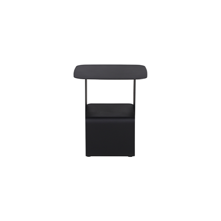 Modern Black Cold-Rolled Steel Geometric Hollow Design End Table - Minimalist Sturdy &amp; Space Saving Multi-functional Accent Table &amp; Rounded Edge Anti-collision Small Corner Table For Living Room