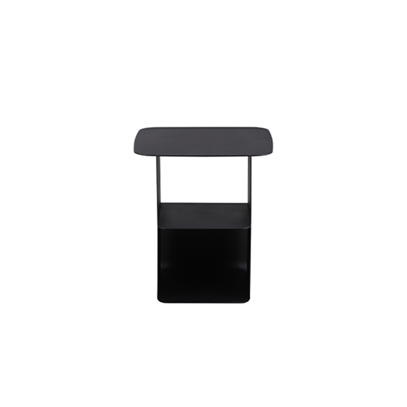 Modern Black Cold-Rolled Steel Geometric Hollow Design End Table - Minimalist Sturdy &amp; Space Saving Multi-functional Accent Table &amp; Rounded Edge Anti-collision Small Corner Table For Living Room