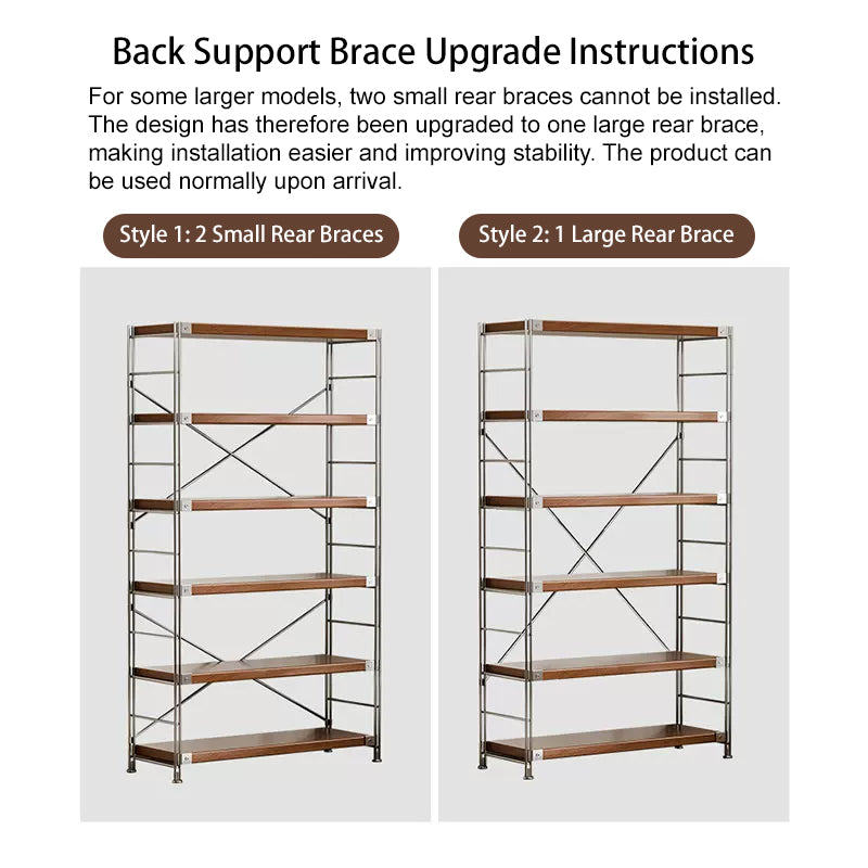 Heavy-Duty Anti-Deformation Organizer Storage Shelf - Minimalist Multi-Tier Freestanding Display Shelf, X-Reinforced Carbon Steel Frame, Height Adjustable Particleboard, Walnut &amp; Natural Wood Options For Living Room