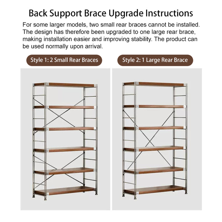 Heavy-Duty Anti-Deformation Organizer Storage Shelf - Minimalist Multi-Tier Freestanding Display Shelf, X-Reinforced Carbon Steel Frame, Height Adjustable Particleboard, Walnut &amp; Natural Wood Options For Living Room