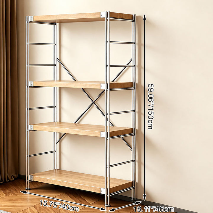 Modern 4-Tier Freestanding Storage Shelf - Minimalist Display Rack With Adjustable Particleboard Shelves & Solid Steel Frame. Compatible With Robot Vacuums, Heavy-duty, Rust-proof, Multiple Sizes For Home Storage For Living Room