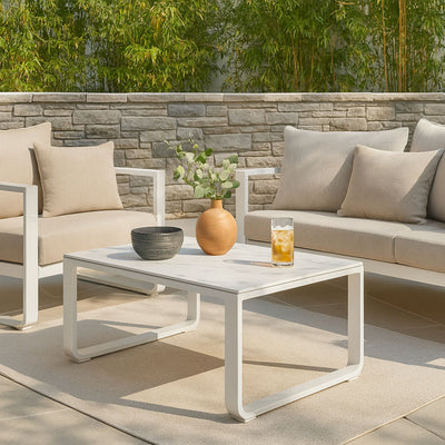 Rust-Resistant Rectangular Outdoor Coffee Table - 1-Tier Spacious Design For Balcony & Garden
