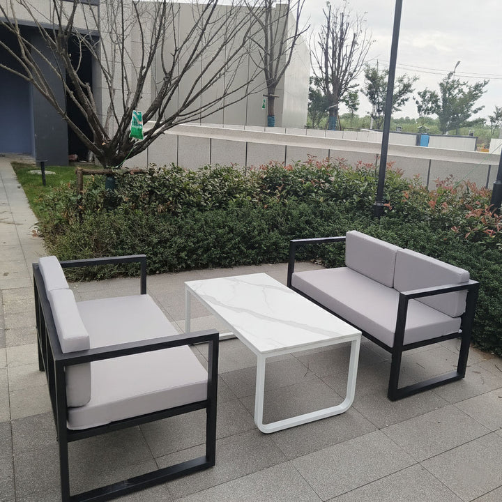 Rust-Resistant Rectangular Outdoor Coffee Table - 1-Tier Spacious Design For Balcony &amp; Garden
