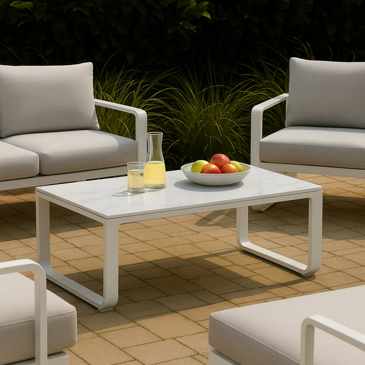 Rust-Resistant Rectangular Outdoor Coffee Table - 1-Tier Spacious Design For Balcony &amp; Garden