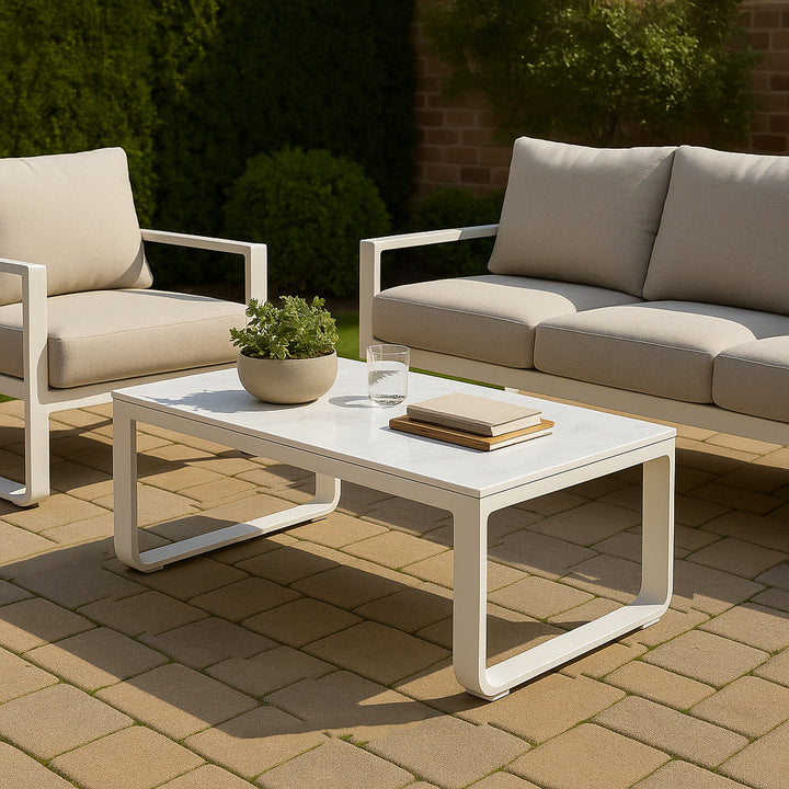 Rust-Resistant Rectangular Outdoor Coffee Table - 1-Tier Spacious Design For Balcony &amp; Garden