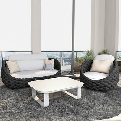 Sleek White Square Outdoor Coffee Table - 1-Tier Functional Design For Stylish Gardens & Outdoor Patios
