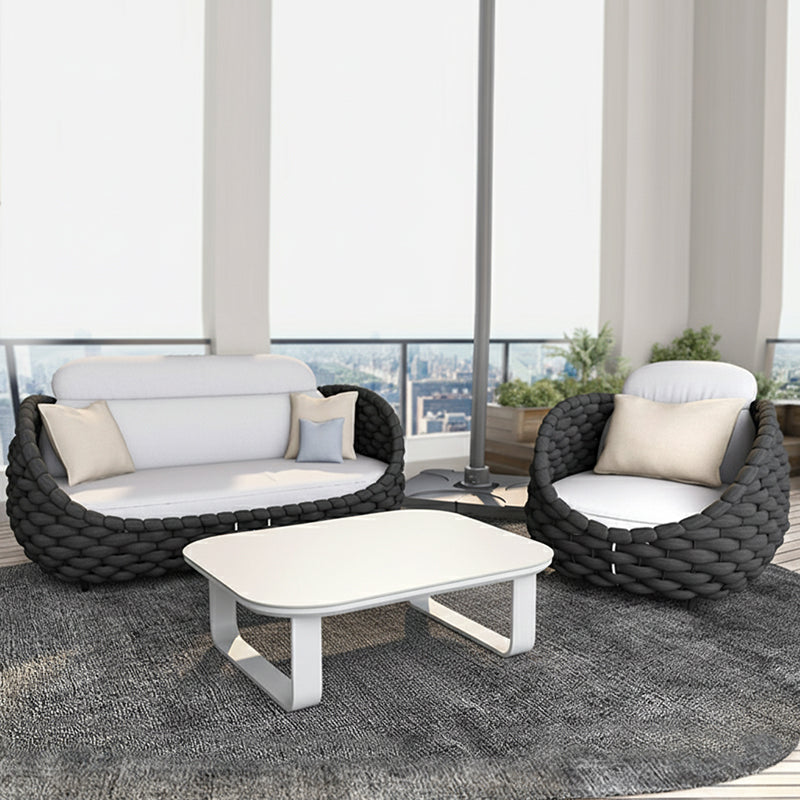 Sleek White Square Outdoor Coffee Table - 1-Tier Functional Design For Stylish Gardens & Outdoor Patios