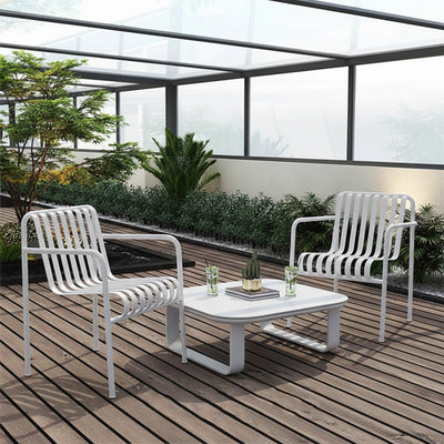Sleek White Square Outdoor Coffee Table - 1-Tier Functional Design For Stylish Gardens & Outdoor Patios