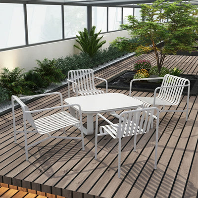 Sleek White Square Outdoor Coffee Table - 1-Tier Functional Design For Stylish Gardens & Outdoor Patios