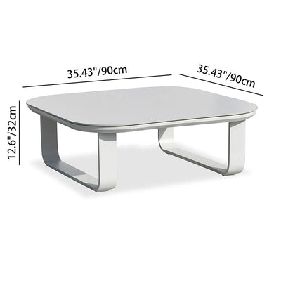 Sleek White Square Outdoor Coffee Table - 1-Tier Functional Design For Stylish Gardens & Outdoor Patios