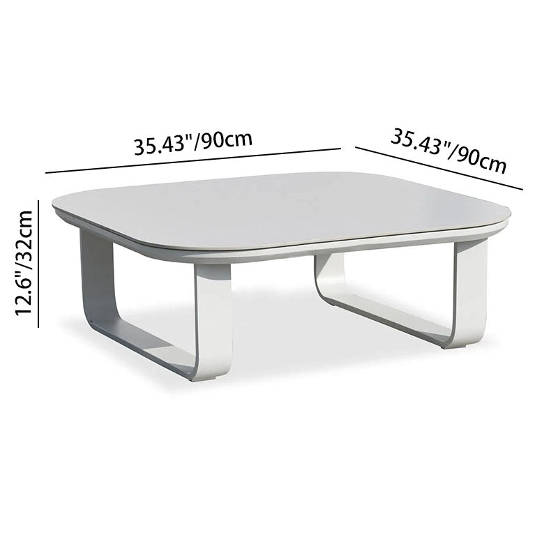 Sleek White Square Outdoor Coffee Table - 1-Tier Functional Design For Stylish Gardens & Outdoor Patios