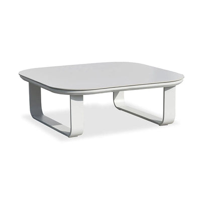 Sleek White Square Outdoor Coffee Table - 1-Tier Functional Design For Stylish Gardens & Outdoor Patios
