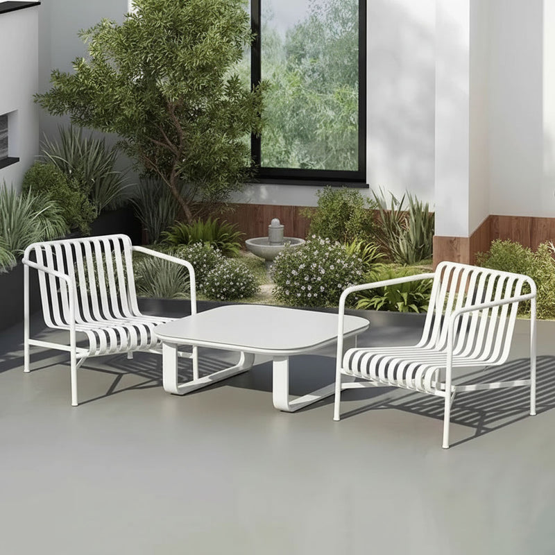 Sleek White Square Outdoor Coffee Table - 1-Tier Functional Design For Stylish Gardens & Outdoor Patios