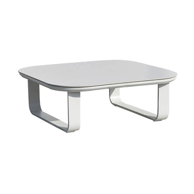 Sleek White Square Outdoor Coffee Table - 1-Tier Functional Design For Stylish Gardens & Outdoor Patios