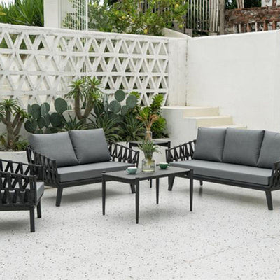 Industrial Style Sturdy Outdoor Coffee Table - 4-Leg Stability Strong Foundation For Balcony & Garden
