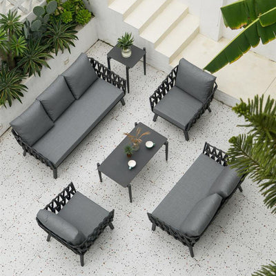 Industrial Style Sturdy Outdoor Coffee Table - 4-Leg Stability Strong Foundation For Balcony & Garden