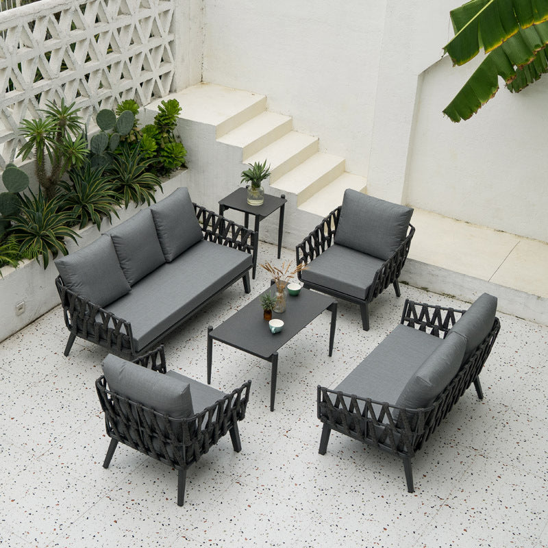 Industrial Style Sturdy Outdoor Coffee Table - 4-Leg Stability Strong Foundation For Balcony & Garden
