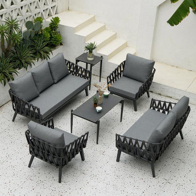Industrial Style Sturdy Outdoor Coffee Table - 4-Leg Stability Strong Foundation For Balcony & Garden