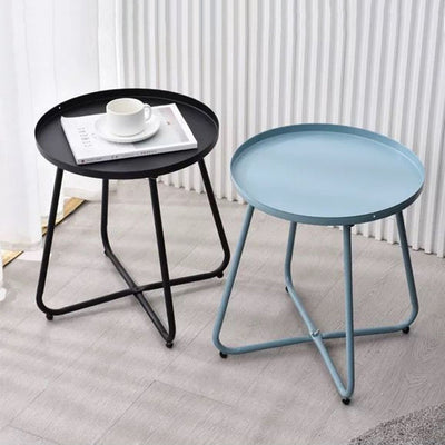 Simplicity Carbon Steel Outdoor End Table - Stable 2-Leg Design & Strong Weather Resistance For Garden