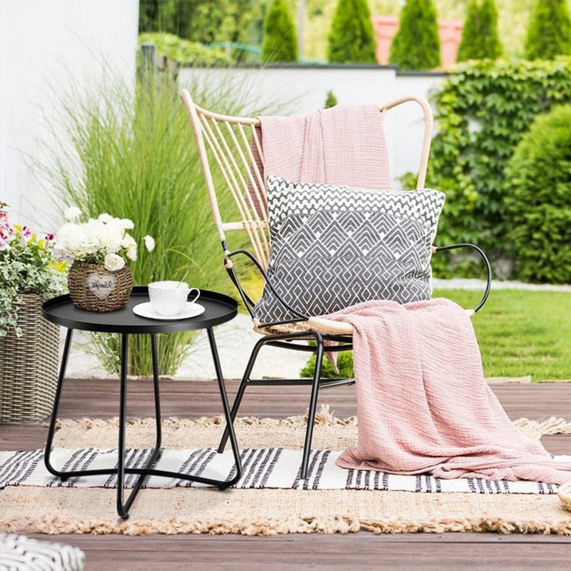 Simplicity Carbon Steel Outdoor End Table - Stable 2-Leg Design & Strong Weather Resistance For Garden