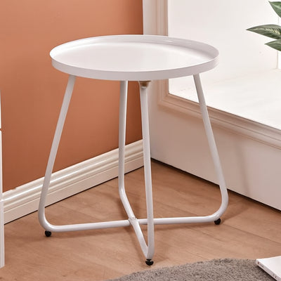 Simplicity Carbon Steel Outdoor End Table - Stable 2-Leg Design & Strong Weather Resistance For Garden