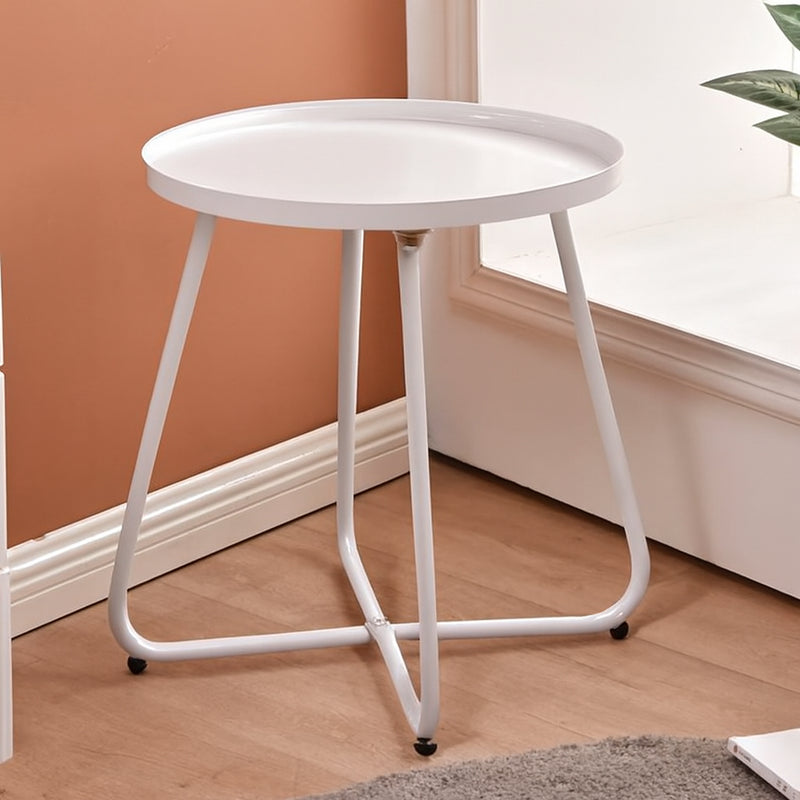 Simplicity Carbon Steel Outdoor End Table - Stable 2-Leg Design & Strong Weather Resistance For Garden