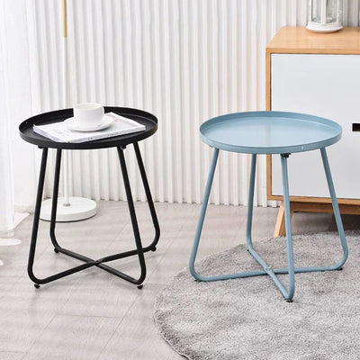 Simplicity Carbon Steel Outdoor End Table - Stable 2-Leg Design & Strong Weather Resistance For Garden