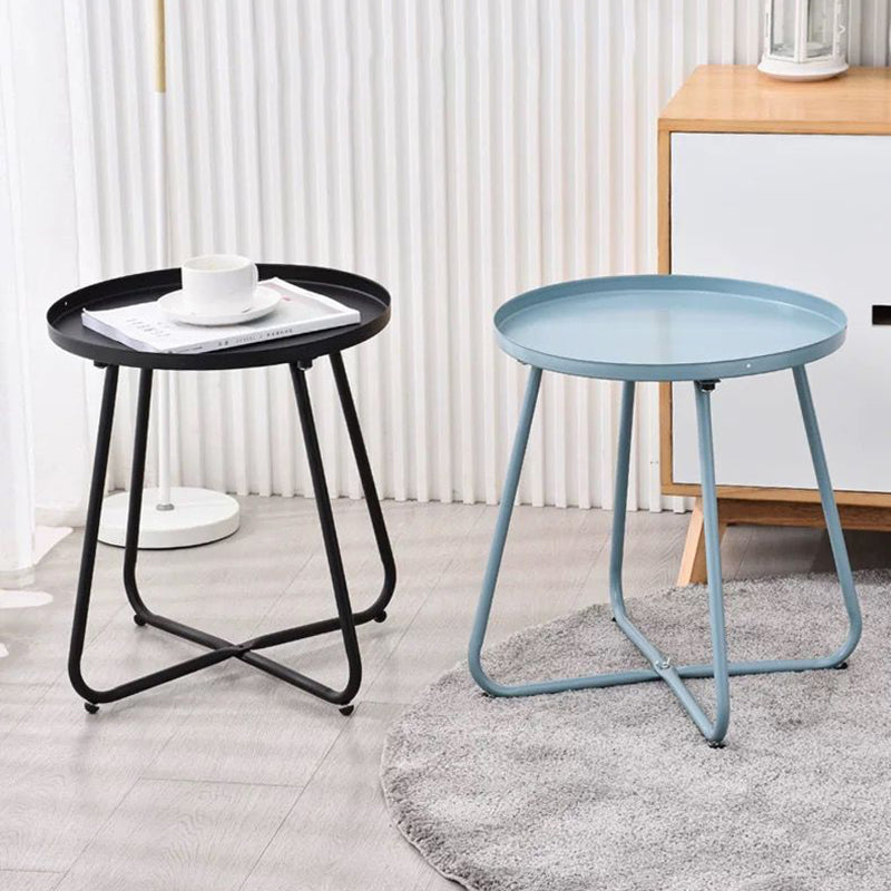 Simplicity Carbon Steel Outdoor End Table - Stable 2-Leg Design & Strong Weather Resistance For Garden
