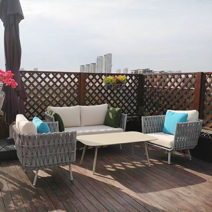 Minimalist Aluminum Outdoor Coffee Table - Sturdy 4-Leg Support & Rounded Corner Design For Outdoor Patios & Gardens