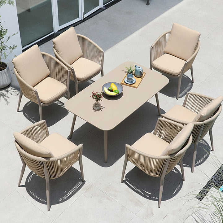 Minimalist Aluminum Outdoor Coffee Table - Sturdy 4-Leg Support & Rounded Corner Design For Outdoor Patios & Gardens