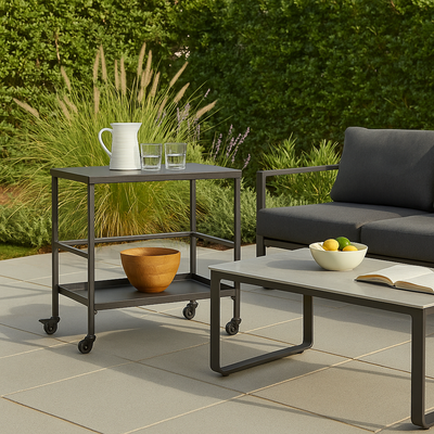 Versatile Outdoor Cart End Table - 2-Tier Movable Storage For Gardens & Outdoor Patios