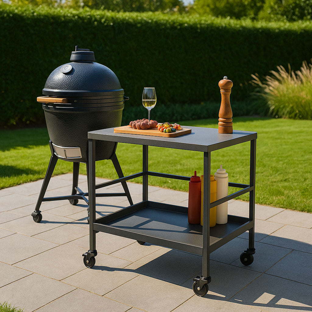 Vielseitiger Outdoor-Wagen Beistelltisch - 2-stufiger beweglicher Stauraum für Gärten &amp; Außenpatios 