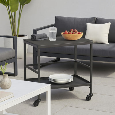 Versatile Outdoor Cart End Table - 2-Tier Movable Storage For Gardens & Outdoor Patios