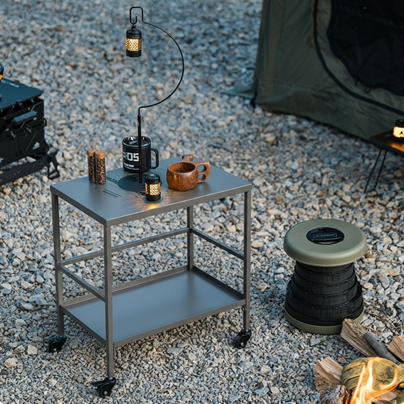 Vielseitiger Outdoor-Wagen Beistelltisch - 2-stufiger beweglicher Stauraum für Gärten &amp; Außenpatios 