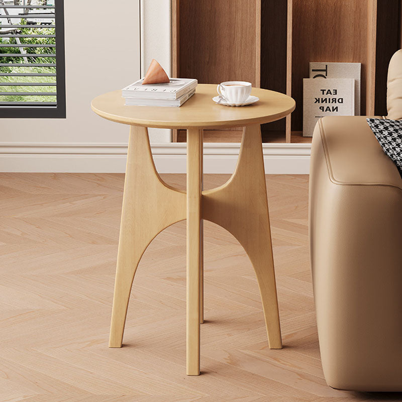 Contemporary Nordic Cylindrical Solid Wood Side Table 1-Tier For Living Room