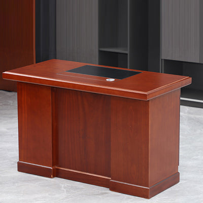 Contemporary Retro Solid Wood Rectangular Desk With 3 Drawers 1 Cabinet For Home Office And Study