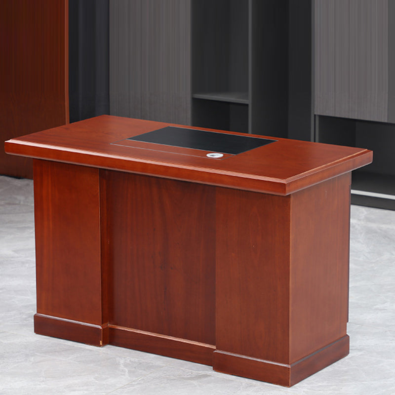 Contemporary Retro Solid Wood Rectangular Desk With 3 Drawers 1 Cabinet For Home Office And Study