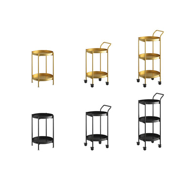 Contemporary Nordic Iron Round Movable Side Table With 2/3 Tier Storage For Living Room