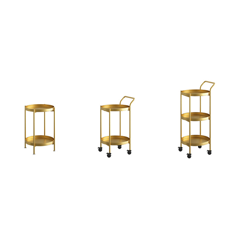 Contemporary Nordic Iron Round Movable Side Table With 2/3 Tier Storage For Living Room