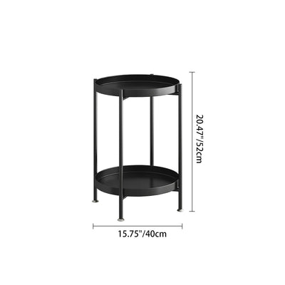 Contemporary Nordic Iron Round Movable Side Table With 2/3 Tier Storage For Living Room