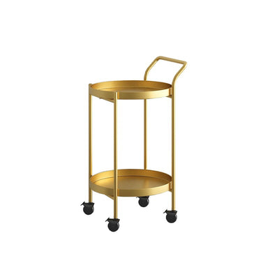 Contemporary Nordic Iron Round Movable Side Table With 2/3 Tier Storage For Living Room