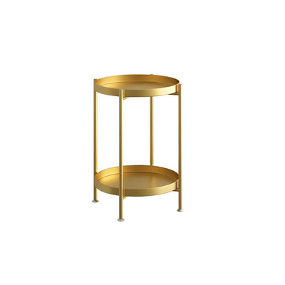 Contemporary Nordic Iron Round Movable Side Table With 2/3 Tier Storage For Living Room