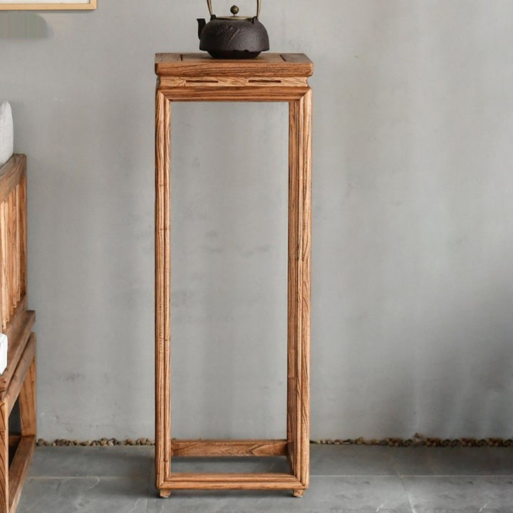 Table d'appoint carrée vintage traditionnelle en bois massif avec texture naturelle pour salon et balcon 