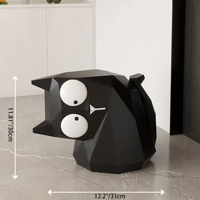 Pieza decorativa contemporánea de mesa auxiliar de resina con gato negro para sala de estar y dormitorio 
